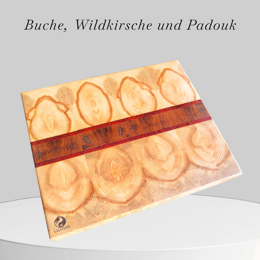 Herz der Jahresringe Exklusives Stirnholz Manufaktur Schneidebrett No.12