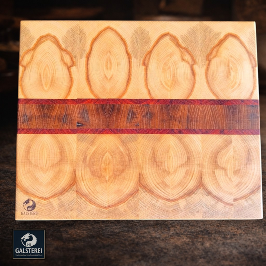 Herz der Jahresringe Exklusives Stirnholz Manufaktur Schneidebrett No.12