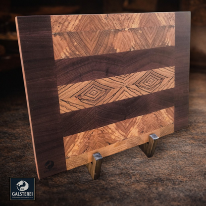 Zebrano trifft Wildkirsche und Wallnuss Schneidebrett No.5