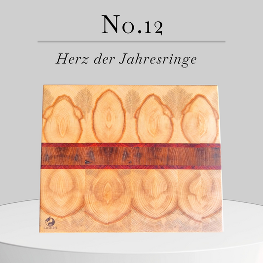 Herz der Jahresringe Exklusives Stirnholz Manufaktur Schneidebrett No.12