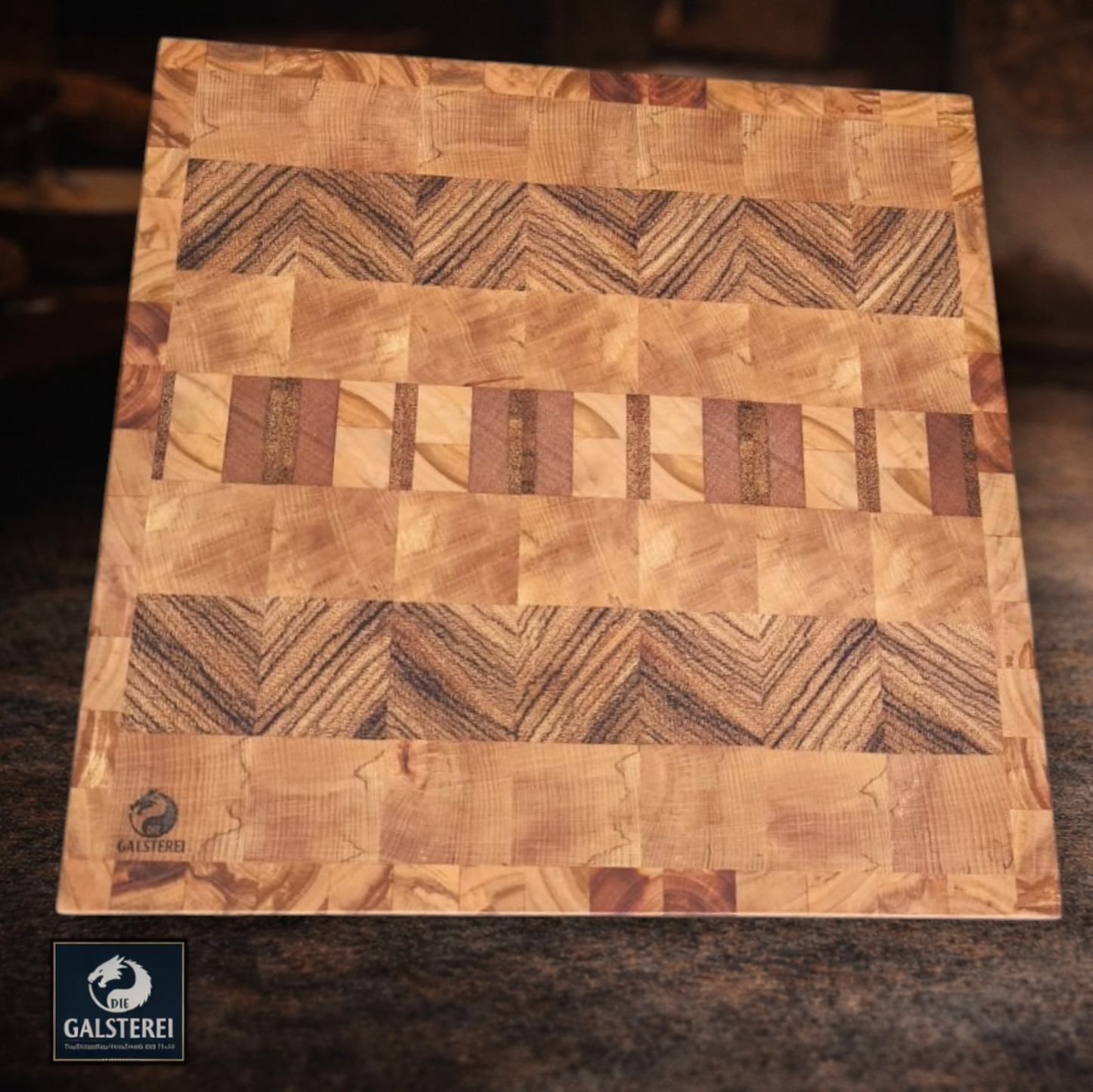 Exklusives  Stirnholz Manufaktur Schneidebrett Edelholz trifft Apfel No.6