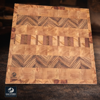 Exklusives  Stirnholz Manufaktur Schneidebrett Edelholz trifft Apfel No.6