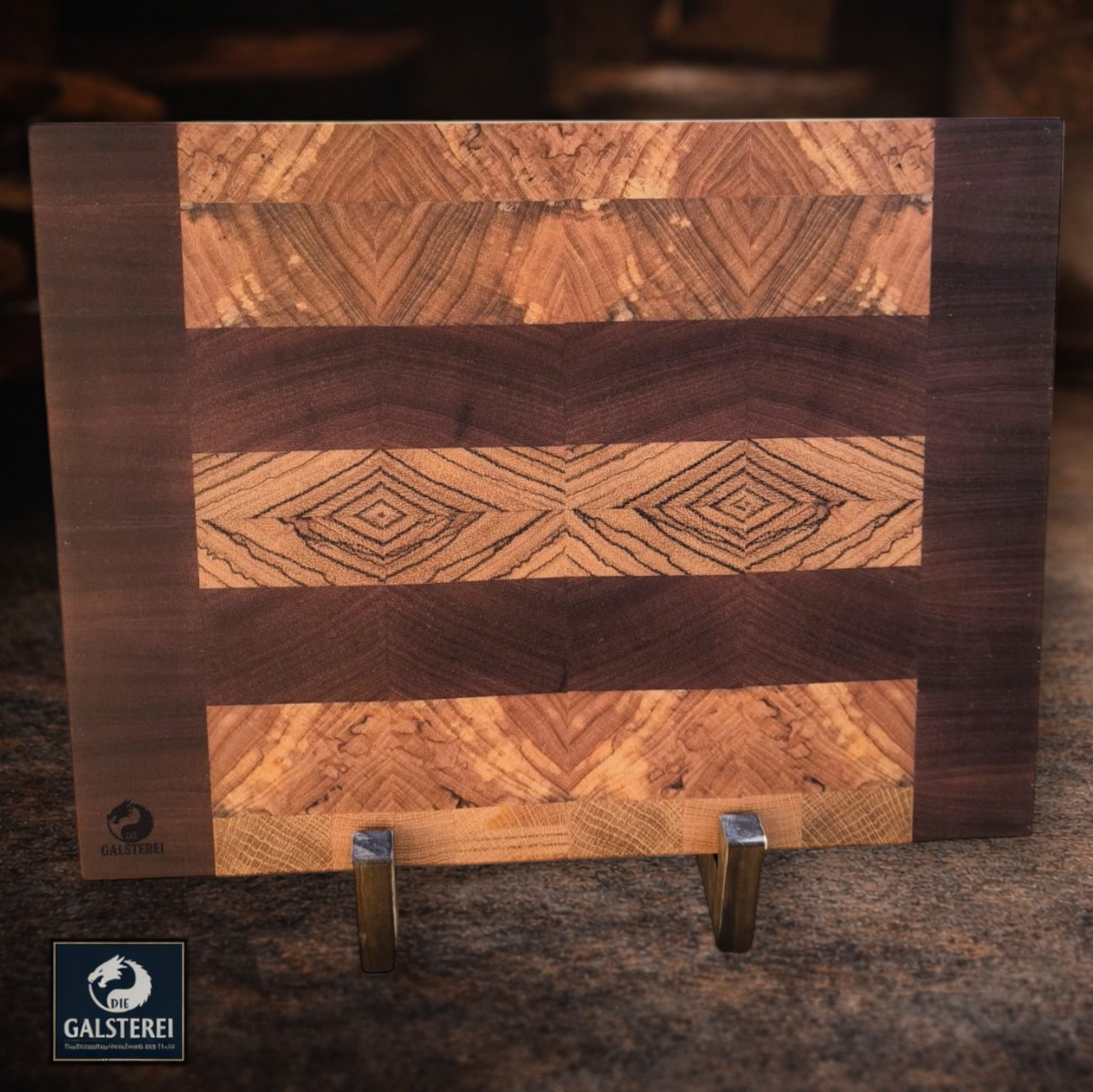 Zebrano trifft Wildkirsche und Wallnuss Schneidebrett No.5