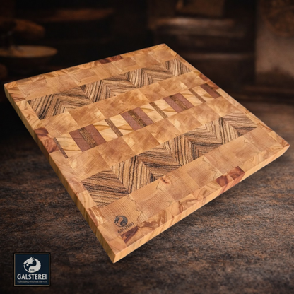 Exklusives  Stirnholz Manufaktur Schneidebrett Edelholz trifft Apfel No.6