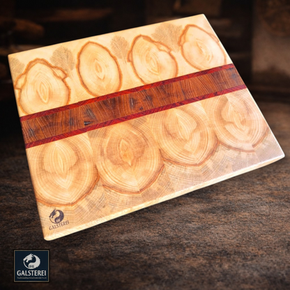 Herz der Jahresringe Exklusives Stirnholz Manufaktur Schneidebrett No.12