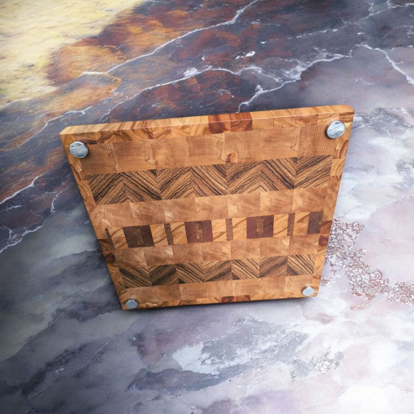 Exklusives  Stirnholz Manufaktur Schneidebrett Edelholz trifft Apfel No.6