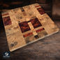 Exklusives  Stirnholz Manufaktur Schneidebrett Edelholz Padouk trifft Buche, Wallnuss und ein Silberstreifen Birke No.7